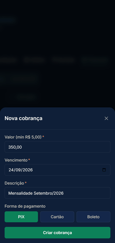 Cobrança via Pix no MeuCoach